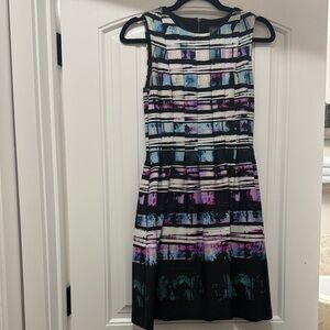 Vince Camuto Black and Purple Striped Mini Dress